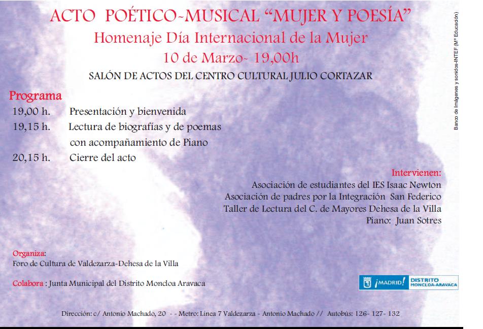 CARTEL ACTO MUJER Y POESIA 10 MARZO