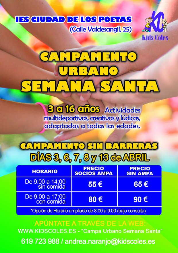 CARTEL CAMPAMENTO SEMANA SANTA IES CIUDAD DE LOS POETAS
